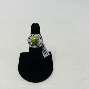 KARIS Mojave Green Turquoise/Lab Created Purple Sapphire Size 6 Brass Ring 5116